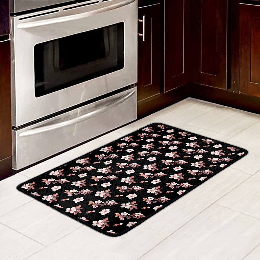 Watercolor Cherry Blossom Pattern Print Kitchen Mat