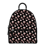 Watercolor Cherry Blossom Pattern Print Leather Backpack