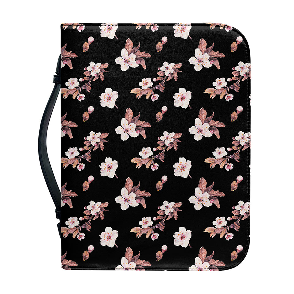 Watercolor Cherry Blossom Pattern Print Leather Bible Cover