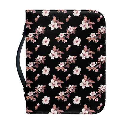 Watercolor Cherry Blossom Pattern Print Leather Bible Cover