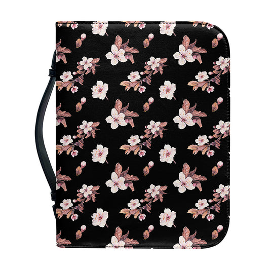 Watercolor Cherry Blossom Pattern Print Leather Bible Cover