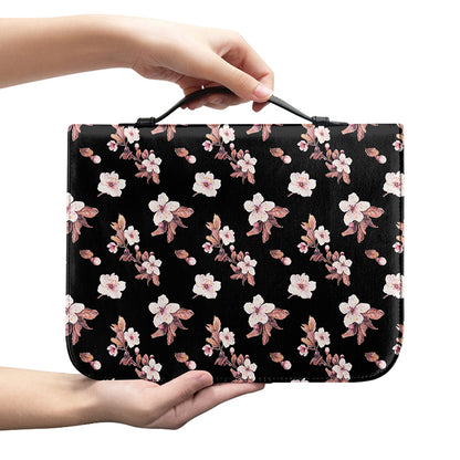 Watercolor Cherry Blossom Pattern Print Leather Bible Cover