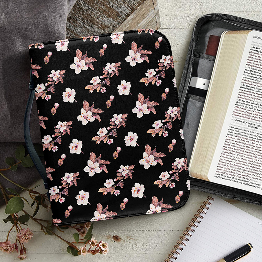 Watercolor Cherry Blossom Pattern Print Leather Bible Cover