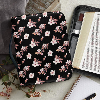 Watercolor Cherry Blossom Pattern Print Leather Bible Cover