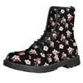 Watercolor Cherry Blossom Pattern Print Lace-Up Boots
