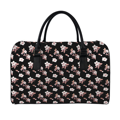 Watercolor Cherry Blossom Pattern Print Leather Duffle Bag