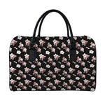 Watercolor Cherry Blossom Pattern Print Leather Duffle Bag