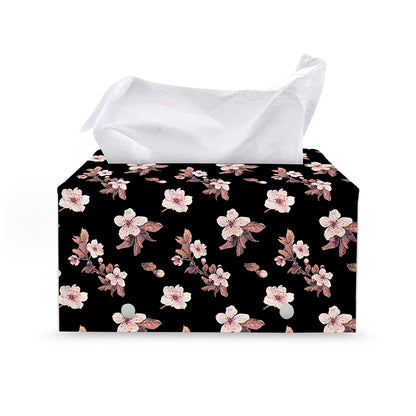 Watercolor Cherry Blossom Pattern Print Leather Tissue Box Cover