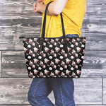 Watercolor Cherry Blossom Pattern Print Leather Tote Bag