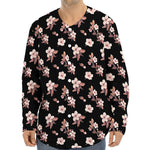 Watercolor Cherry Blossom Pattern Print Long Sleeve Baseball Jersey