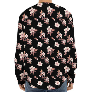 Watercolor Cherry Blossom Pattern Print Long Sleeve Baseball Jersey