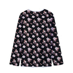 Watercolor Cherry Blossom Pattern Print Long Sleeve Short Coat