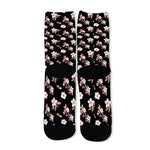 Watercolor Cherry Blossom Pattern Print Long Socks