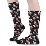 Watercolor Cherry Blossom Pattern Print Long Socks