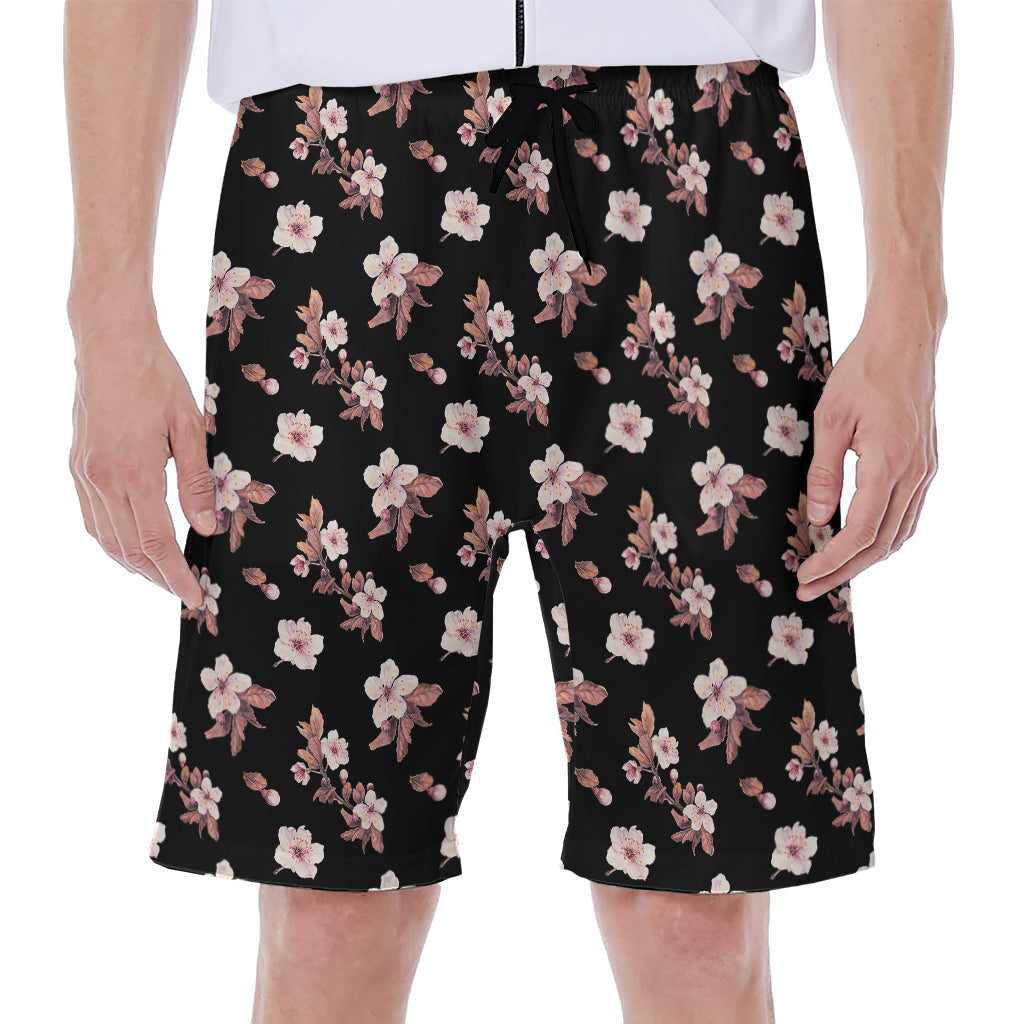 Watercolor Cherry Blossom Pattern Print Men's Beach Shorts