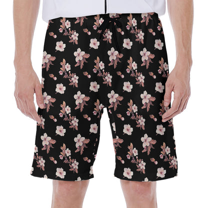 Watercolor Cherry Blossom Pattern Print Men's Beach Shorts