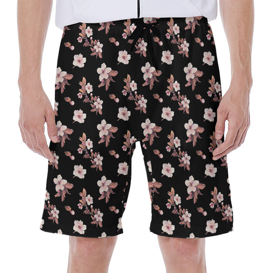 Watercolor Cherry Blossom Pattern Print Men's Beach Shorts