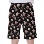 Watercolor Cherry Blossom Pattern Print Men's Beach Shorts
