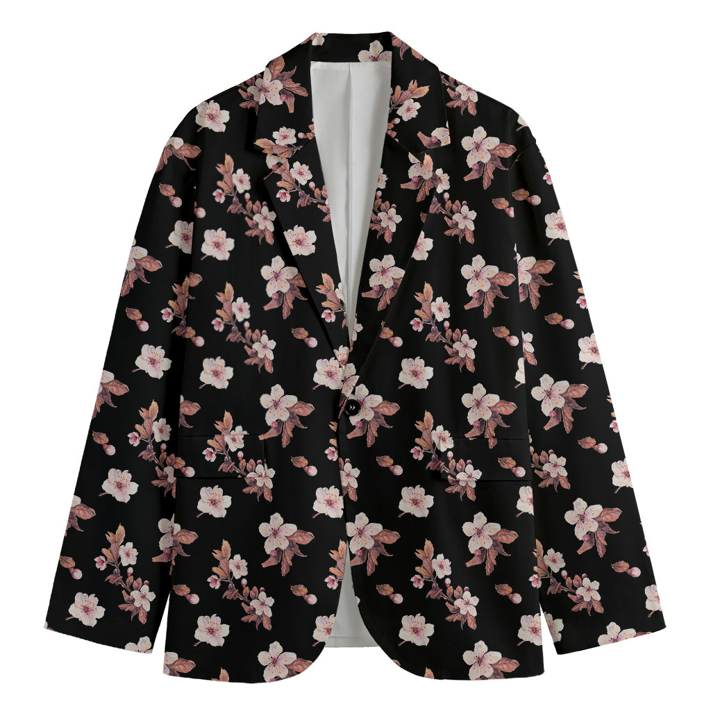 Watercolor Cherry Blossom Pattern Print Men's Blazer