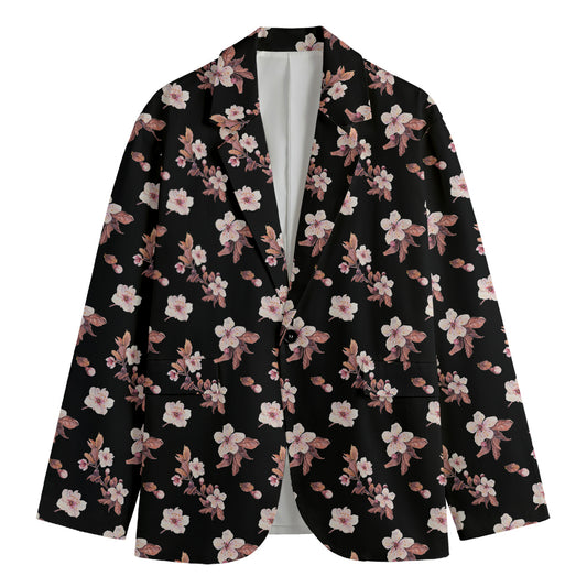 Watercolor Cherry Blossom Pattern Print Men's Blazer