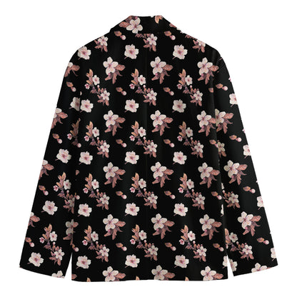 Watercolor Cherry Blossom Pattern Print Men's Blazer