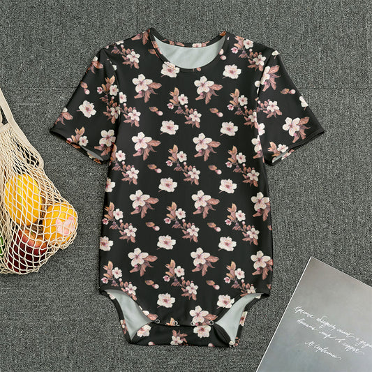 Watercolor Cherry Blossom Pattern Print Men's Bodysuit