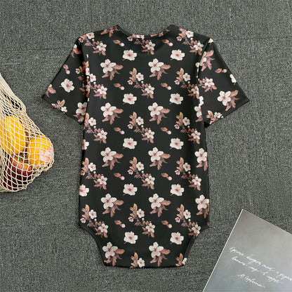 Watercolor Cherry Blossom Pattern Print Men's Bodysuit