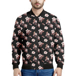 Watercolor Cherry Blossom Pattern Print Men's Bomber Jacket
