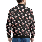 Watercolor Cherry Blossom Pattern Print Men's Bomber Jacket