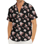 Watercolor Cherry Blossom Pattern Print Men's Deep V-Neck Shirt