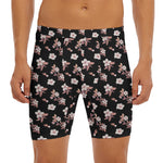 Watercolor Cherry Blossom Pattern Print Men's Long Boxer Briefs