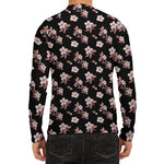Watercolor Cherry Blossom Pattern Print Men's Long Sleeve Rash Guard