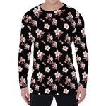 Watercolor Cherry Blossom Pattern Print Men's Long Sleeve T-Shirt