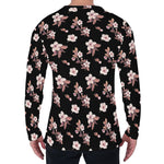 Watercolor Cherry Blossom Pattern Print Men's Long Sleeve T-Shirt