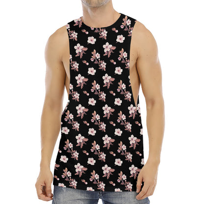 Watercolor Cherry Blossom Pattern Print Men's Muscle Tank Top