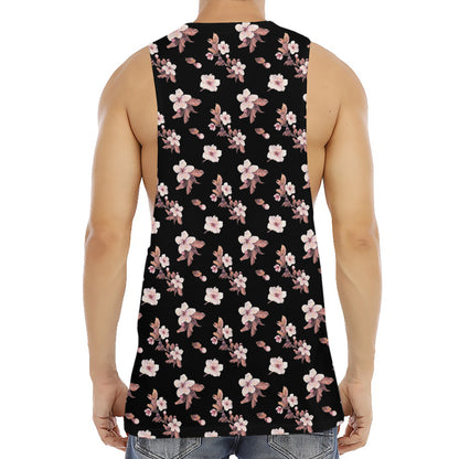 Watercolor Cherry Blossom Pattern Print Men's Muscle Tank Top