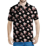Watercolor Cherry Blossom Pattern Print Men's Polo Shirt