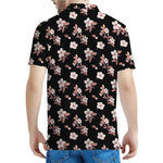 Watercolor Cherry Blossom Pattern Print Men's Polo Shirt