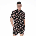 Watercolor Cherry Blossom Pattern Print Men's Romper