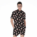 Watercolor Cherry Blossom Pattern Print Men's Rompers