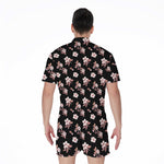 Watercolor Cherry Blossom Pattern Print Men's Rompers