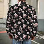 Watercolor Cherry Blossom Pattern Print Men's Shirt Jacket