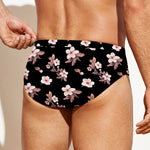 Watercolor Cherry Blossom Pattern Print Men's Swim Briefs