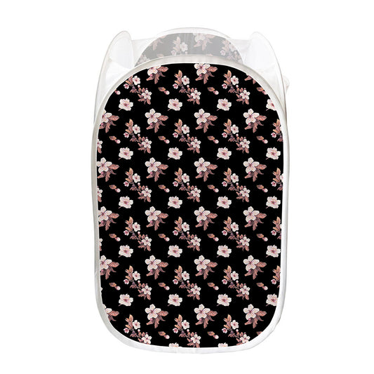 Watercolor Cherry Blossom Pattern Print Mesh Laundry Hamper