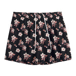 Watercolor Cherry Blossom Pattern Print Mesh Shorts