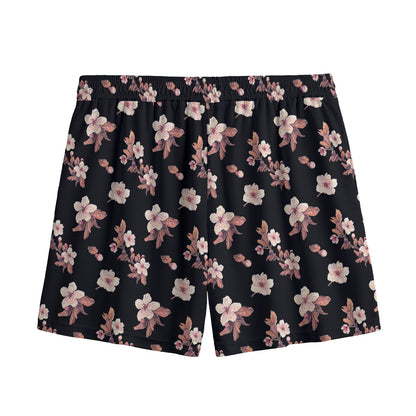 Watercolor Cherry Blossom Pattern Print Mesh Shorts