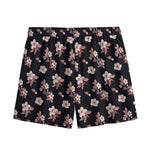 Watercolor Cherry Blossom Pattern Print Mesh Shorts