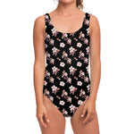 Watercolor Cherry Blossom Pattern Print One Piece Swimsuit