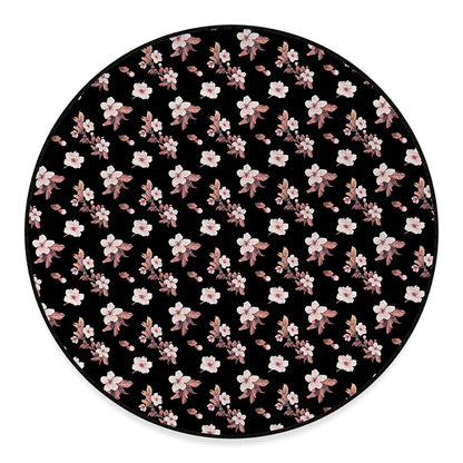 Watercolor Cherry Blossom Pattern Print Round Floor Mat