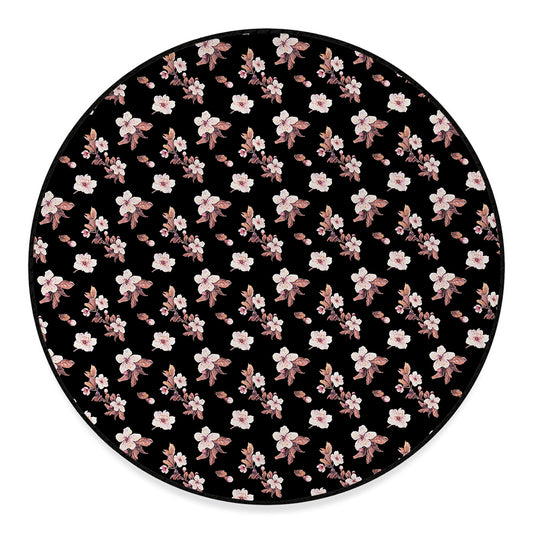 Watercolor Cherry Blossom Pattern Print Round Floor Mat